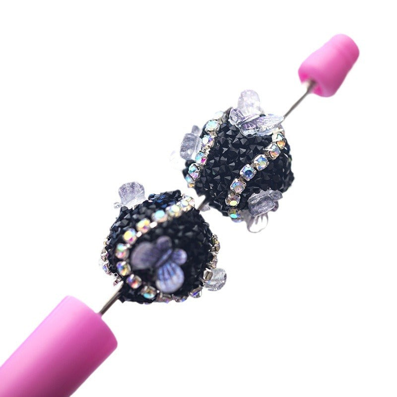 Embellished Bubblegum Beads 16mm Butterfly Embedded Rhinestone 10pcs 5