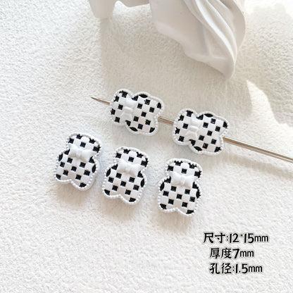 Baking Painted Black and White Metal Beads Quirky Shapes 10pcs 26