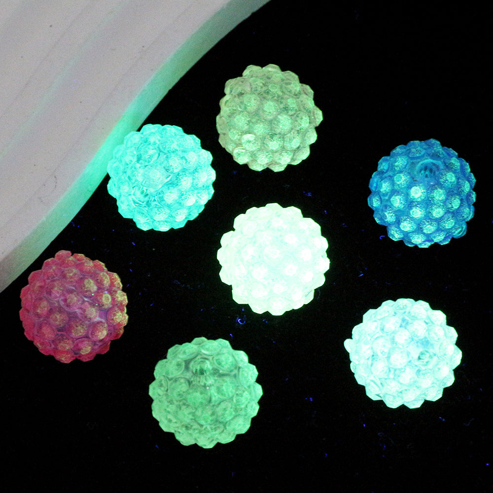 Transparent Glow In The Dark Resin Bubblegum Beads 16mm Textured 20pcs