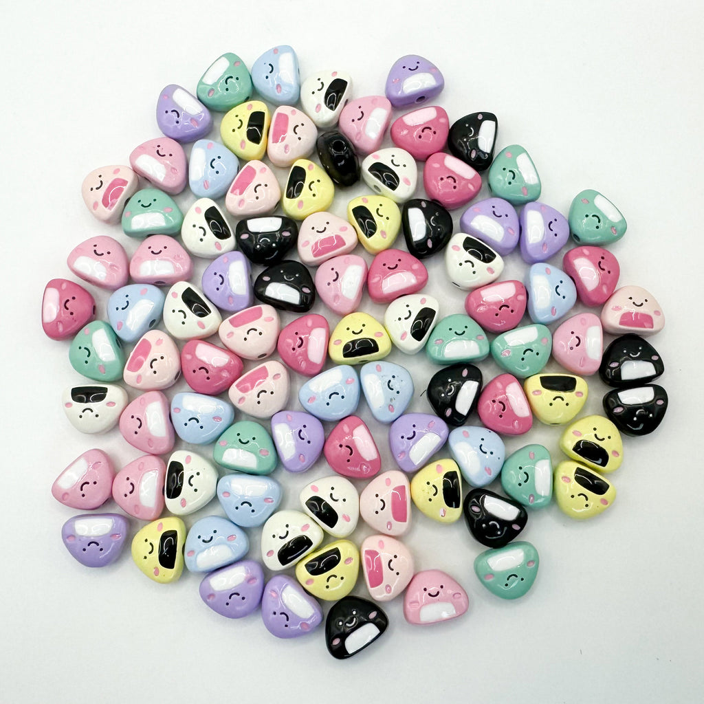 Japanese Rice Ball Metal Beads 8*10mm Enamel Painted Alloy 10pcs 6