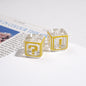 Clear Square Acrylic Beads 14mm Question & Exclamation Mark Pattern 30pcs 6
