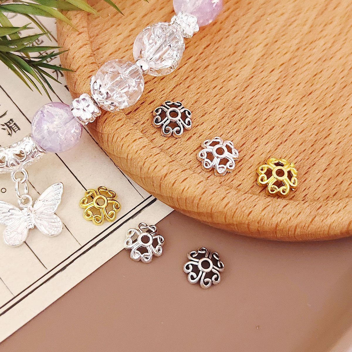 Alloy Heart Bead Caps 8mm Zinc Tibetan Spacer Beads 200pcs