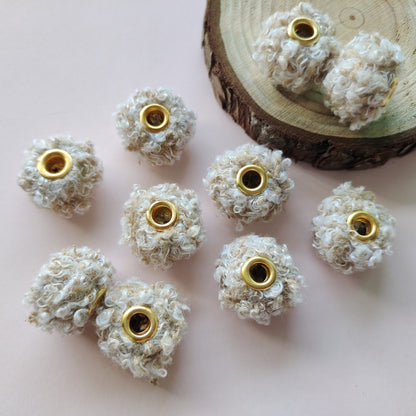 Fabric Fluffy Spacer Beads 15mm Two-Color Teddy 100pcs 6