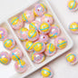 Hand Painted Cat Claw Strawberry Series Acrylic Beads 16mm 10pcs 17