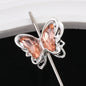 Butterfly Metal Beads 26mm Double-Sided Crystal Glass Embedded 3pcs 8