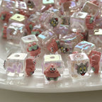 Hand Painted Square Acrylic Beads 16mm Patrick Star Design 10pcs 3