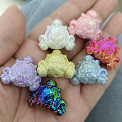 UV Plating Pumpkin Cart Acrylic Beads 22*27mm Colorful 50pcs