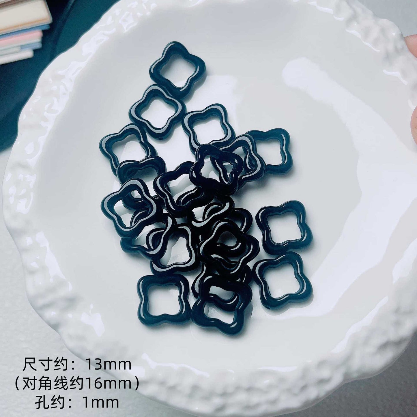 Hollow Clover Frame Acrylic Beads 13mm Colorful Mixed 100pcs 13
