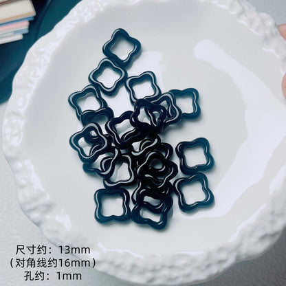 Hollow Clover Frame Acrylic Beads 13mm Colorful Mixed 100pcs 13