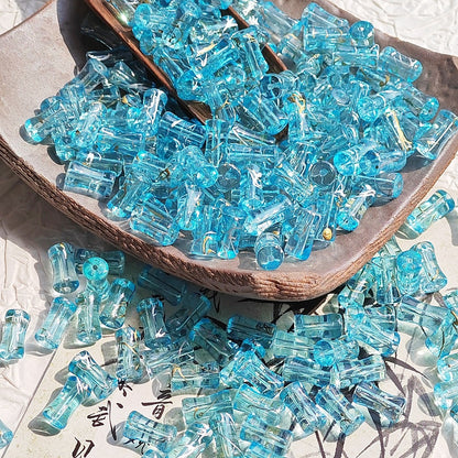 Bamboo Brushed Transparent Glass Beads 6x12mm Mixed Colors 50pcs 17