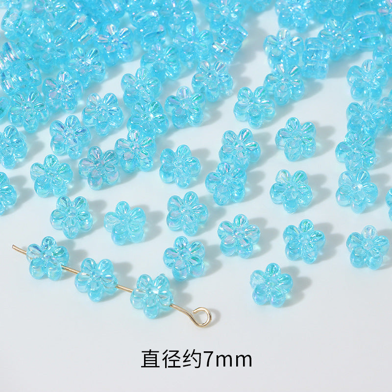 Plating AB Colored Floret Resin Beads 7mm Transparent 100pcs 10