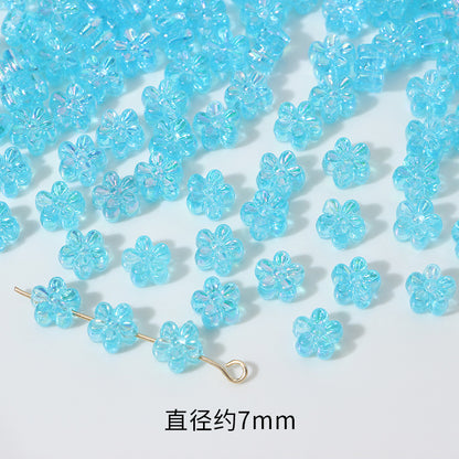 Plating AB Colored Floret Resin Beads 7mm Transparent 100pcs 10