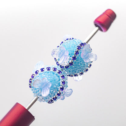 Embellished Bubblegum Beads 16mm Butterfly Embedded Rhinestone 10pcs 9