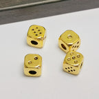 Square Metal Beads 7mm Rounded-angle Dice Gold and Silver Tone 40pcs 5