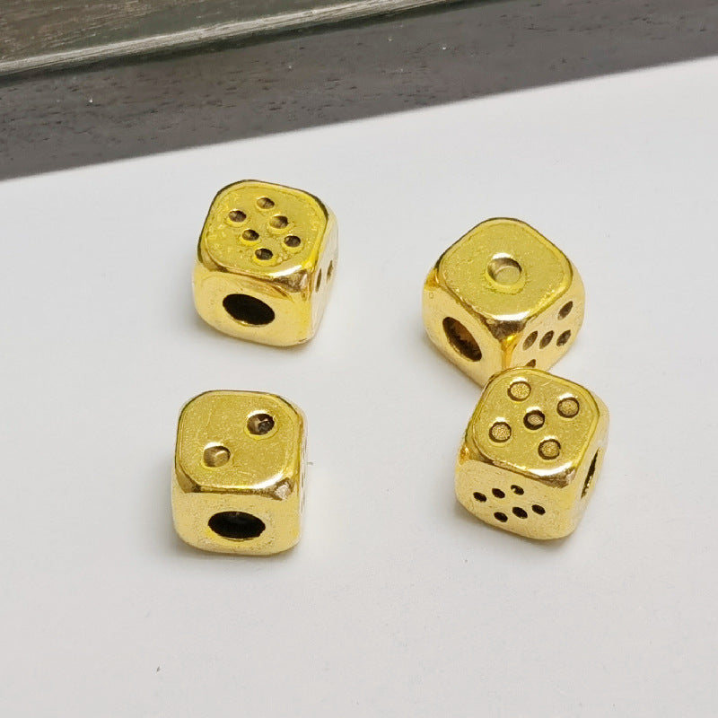 Square Metal Beads 7mm Rounded-angle Dice Gold and Silver Tone 40pcs 5