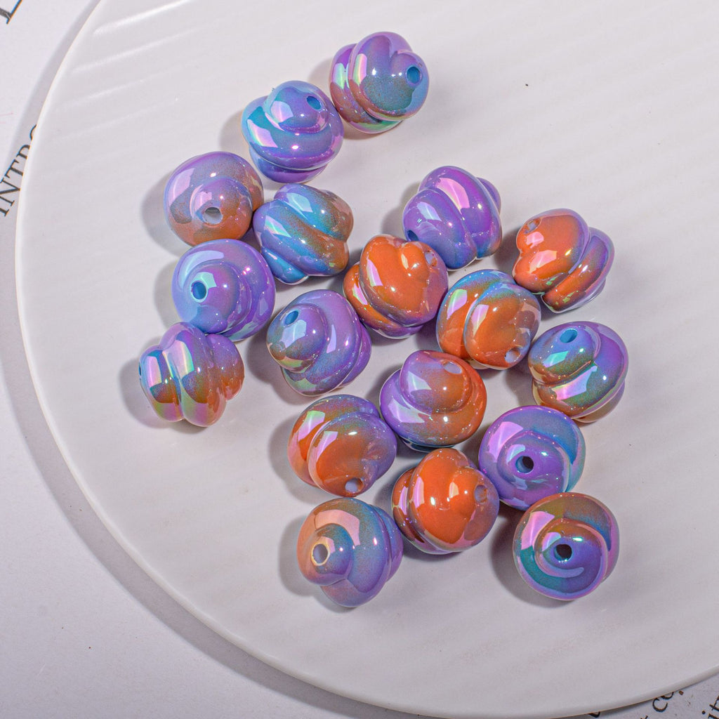 Plating Twisted Acrylic Beads 17mm Two-Color Glossy Pastel 20pcs 6