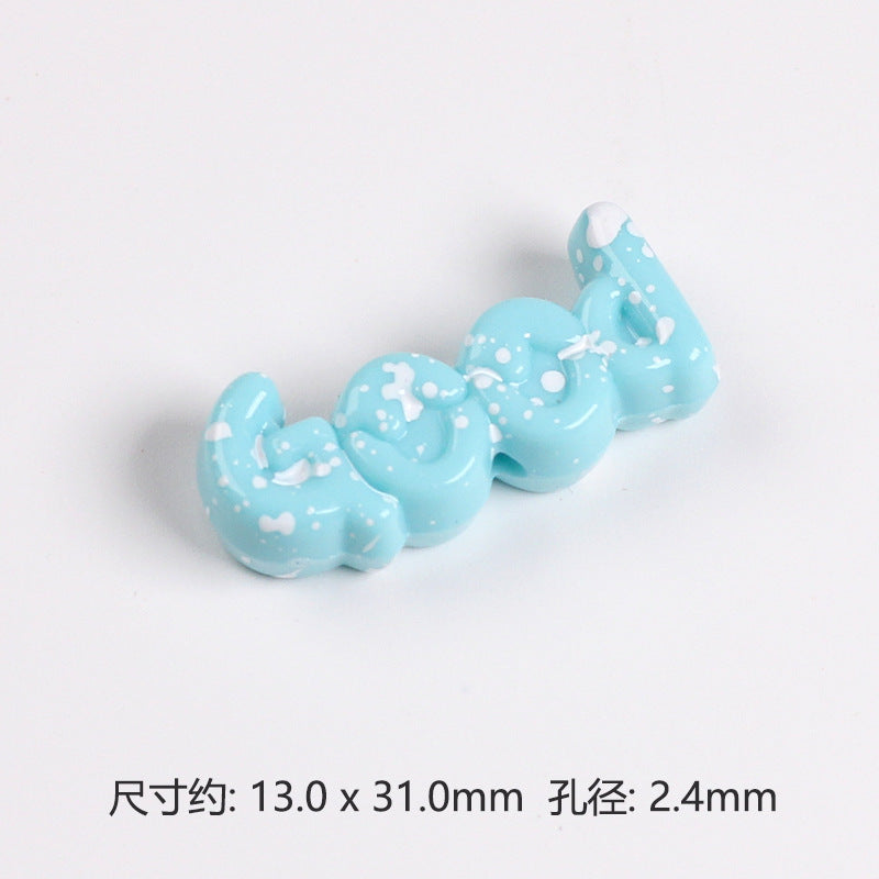 Painted Plate Acrylic Beads 31mm Splash Ink Good Word 20pcs 8