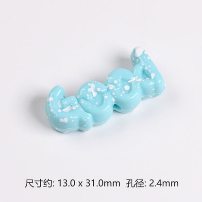 Painted Plate Acrylic Beads 31mm Splash Ink Good Word 20pcs 8