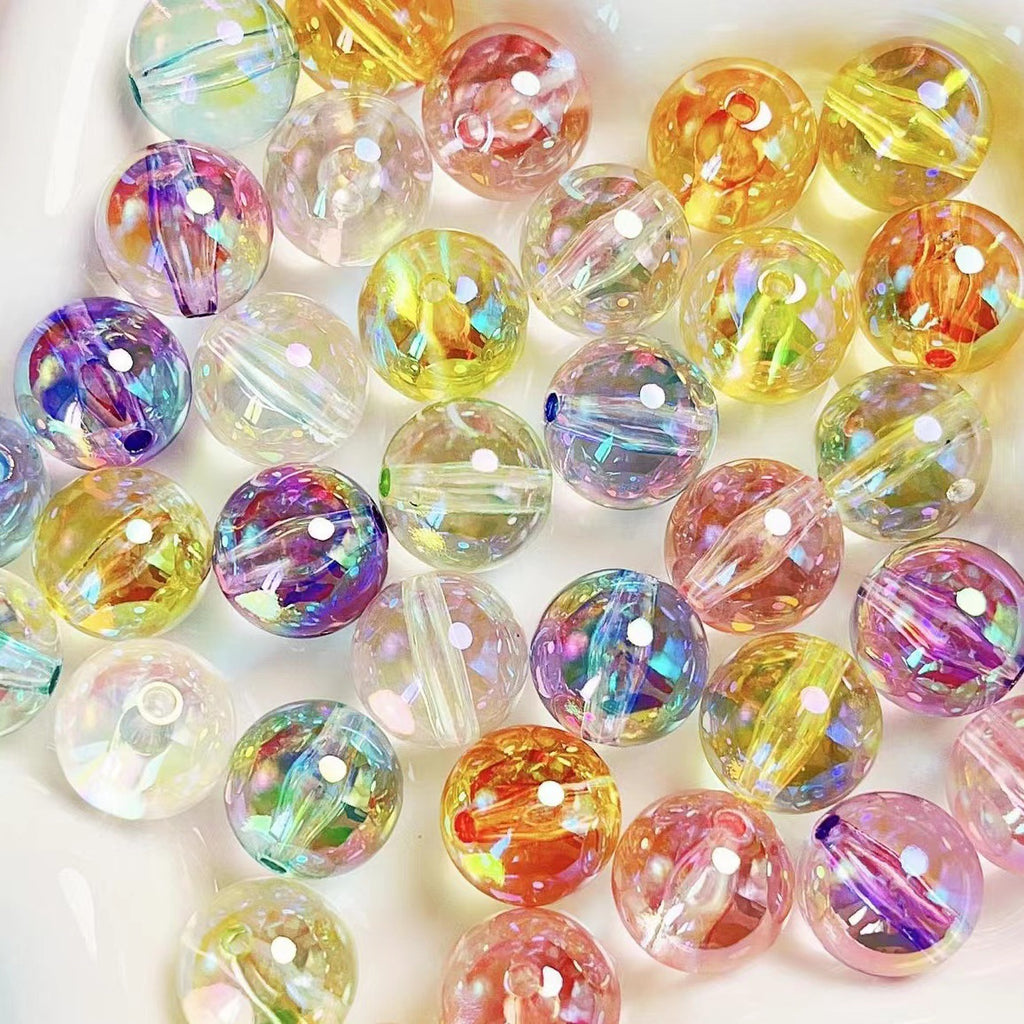 Clear Round Acrylic Beads 16mm UV Plated Rainbow Shimmer 200pcs 2