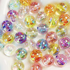Clear Round Acrylic Beads 16mm UV Plated Rainbow Shimmer 200pcs 2