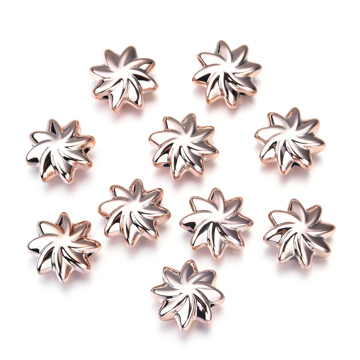 UV Plating Flower Acrylic Beads 20mm Metallic Finish 10pcs 12