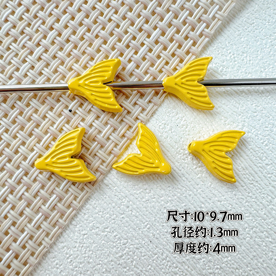Shell and Mermaid Tail Metal Beads 14mm Glossy Pastel Painted Alloy 10pcs 21