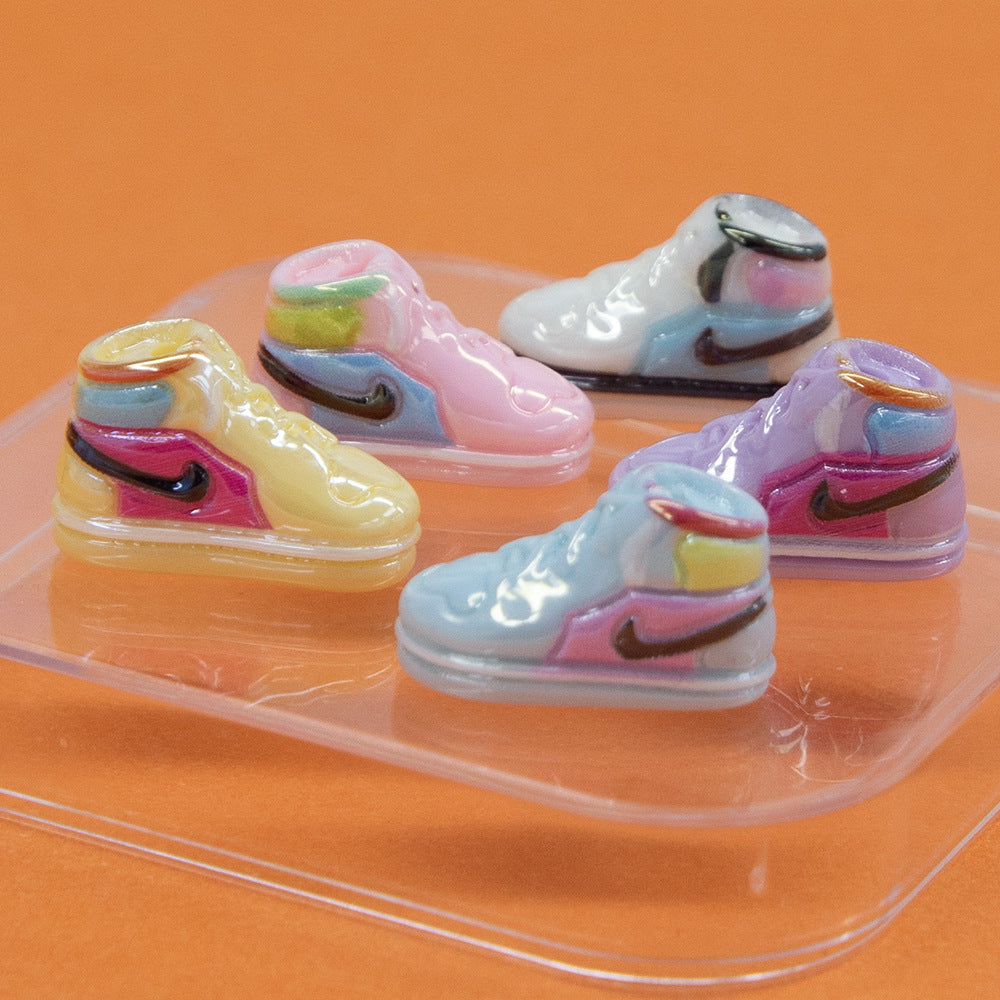 Plating 3D Sneaker Resin Beads 18mm Glossy Pastel Colors 10pcs 2