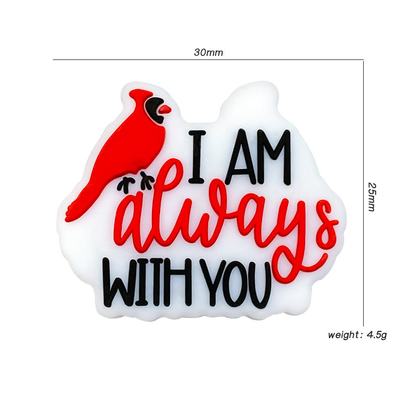 Silicone Focal Beads Parrot Animals With Heartfelt Message 20pcs 2