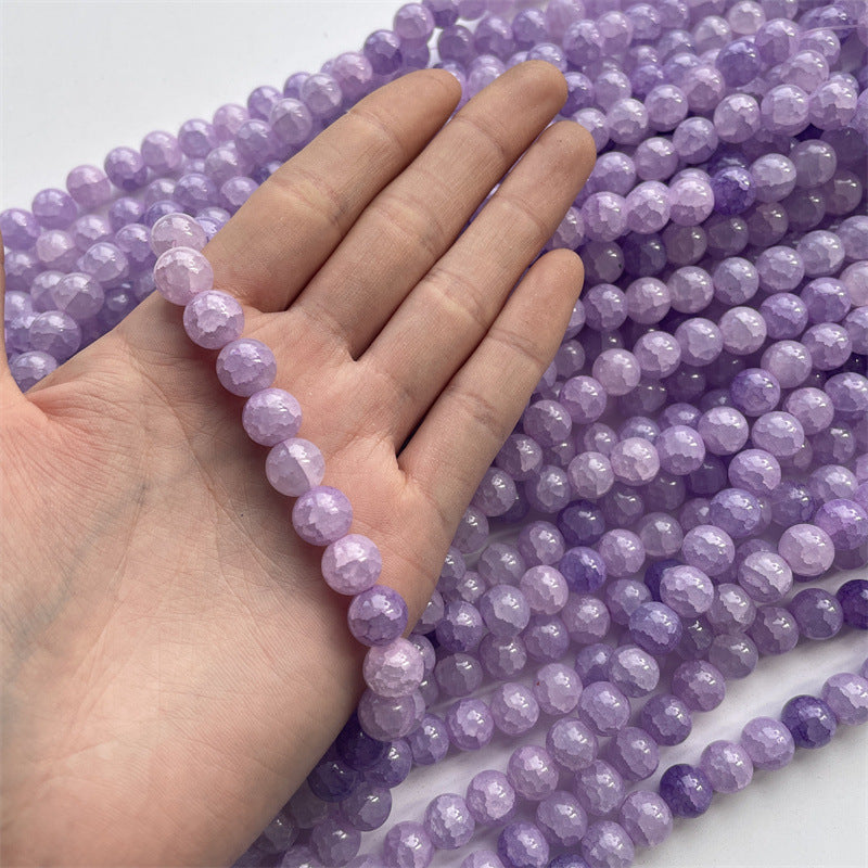 Crackle Round Glass Beads 10mm Ice Cracked Imitation Jade 40pcs 7
