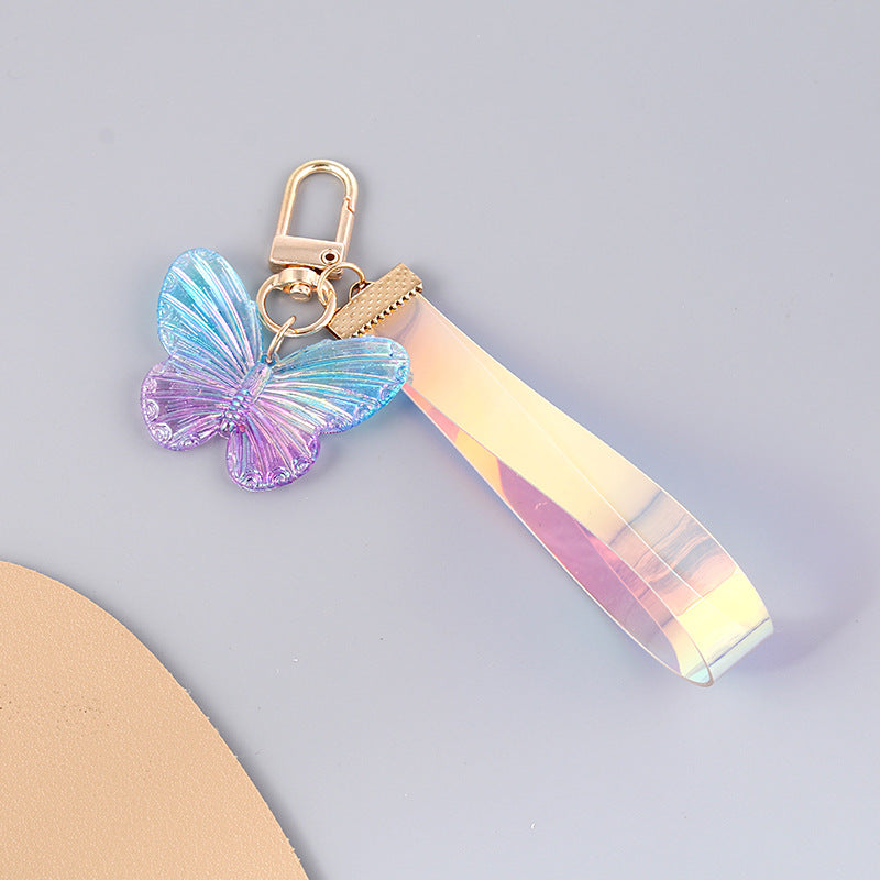 Acrylic Gradient Crystal Butterfly Wristlet Keychain Colorful 9