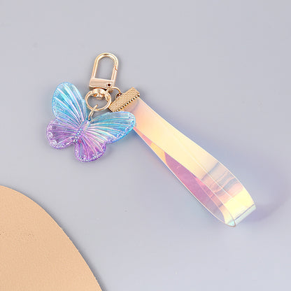 Acrylic Gradient Crystal Butterfly Wristlet Keychain Colorful 9