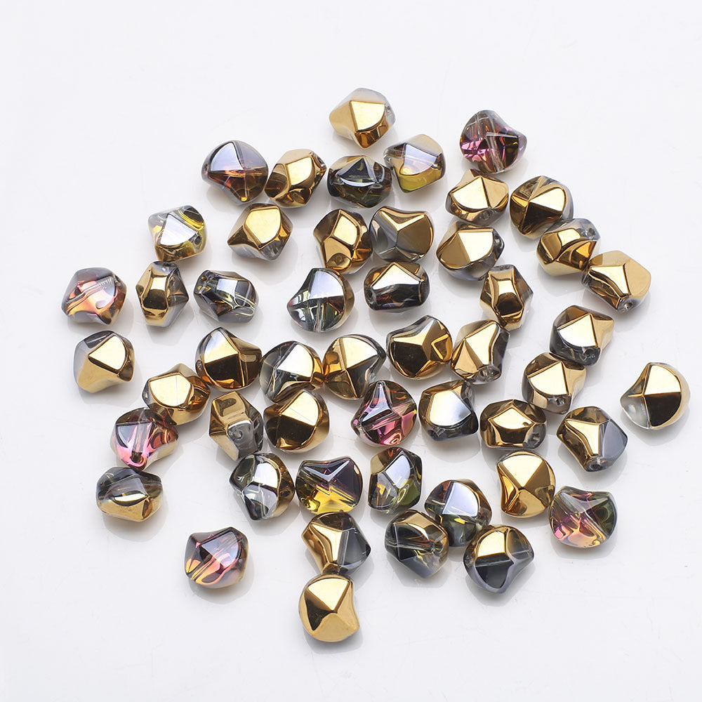 Faceted Four Sided Glass Beads 8mm Electroplated Colorful 50pcs 9