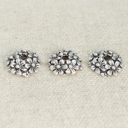 Alloy Flower Bead Caps 12mm Antique Silver Cluster 100pcs 2