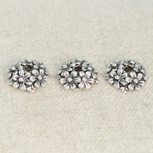 Alloy Flower Bead Caps 12mm Antique Silver Cluster 100pcs 2