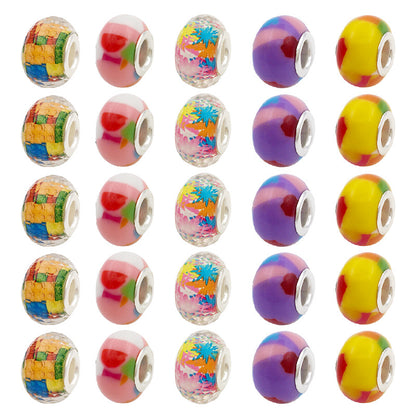 Resin Spacer Beads 14mm Rainbow Pattern 40pcs