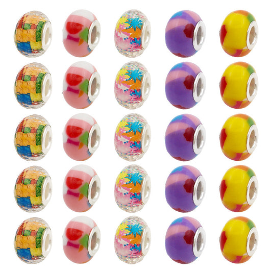 Resin Spacer Beads 14mm Rainbow Pattern 40pcs