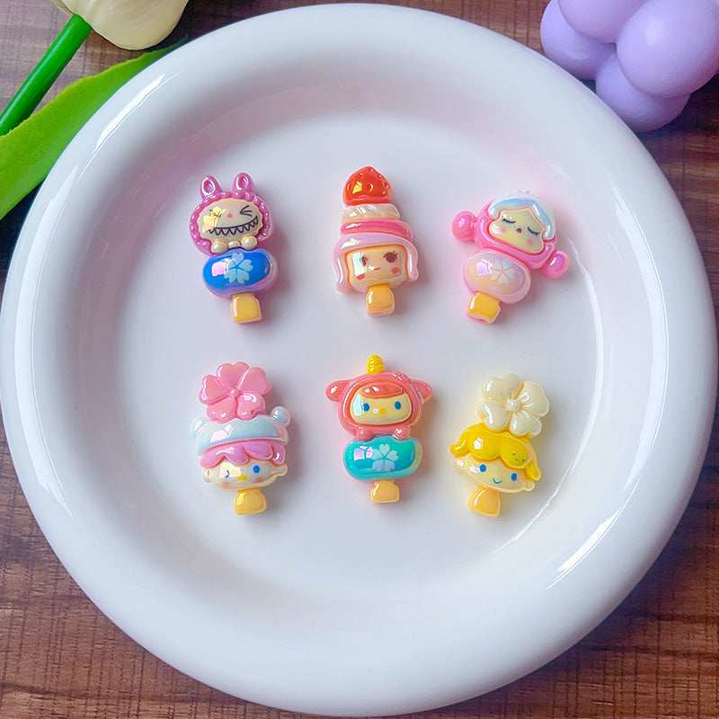 Popsicle Acrylic Beads 20mm x 30mm Glossy Pastel Mixed Colors 10pcs