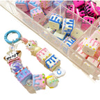 Painted Square Acrylic Beads 2.7mm Hand Drawn Cream Cake Design 6