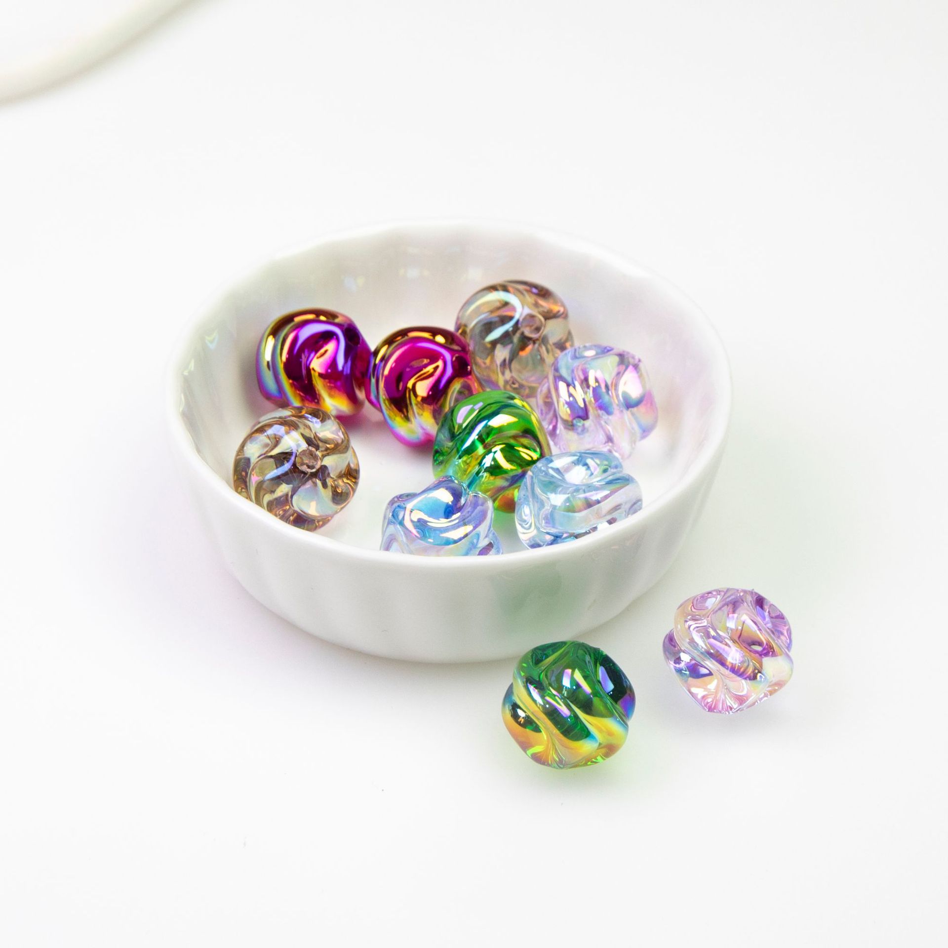 Transparent Twist Acrylic Beads 15mm 16mm Plated Assorted 20pcs 5