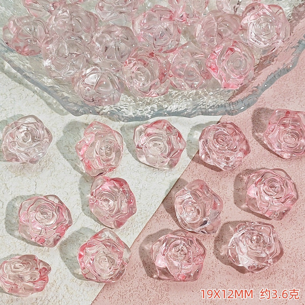 Camellia Glass Beads 19mm Clear Translucent Mixed Colors 50pcs 8