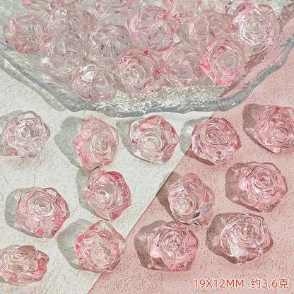 Camellia Glass Beads 19mm Clear Translucent Mixed Colors 50pcs 8
