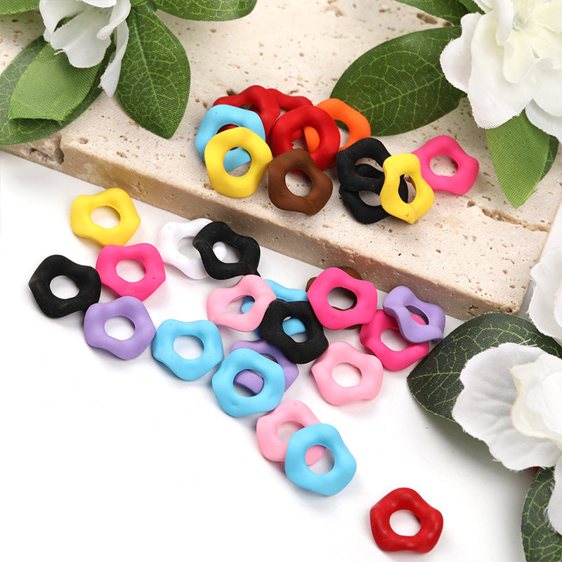 Acrylic Wave Spacer Beads 16mm Macaron Colored Large Hole 100pcs 4