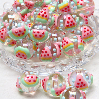 Hand Painted Duckling Cartoon Acrylic Beads 18mm 1pc 11