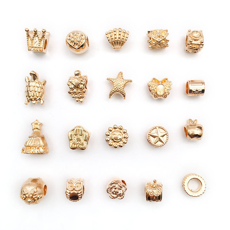 Large Hole Metal Beads Antique KC Gold Alloy Symbols 30pcs 5
