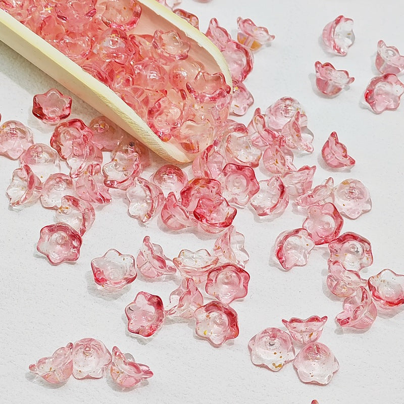 Campanula Flower Glass Beads 7x12mm Frosted Glossy Pastel 50pcs 36