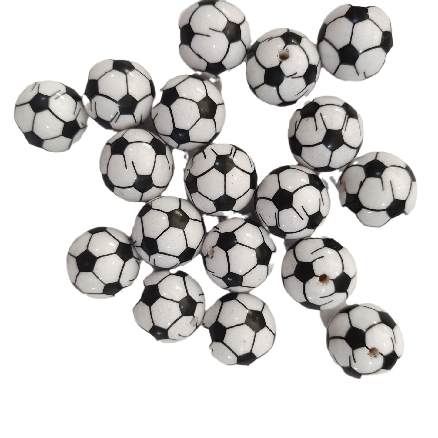 Sports Bubblegum Beads 20mm Football Pattern Acrylic 10pcs 4