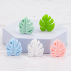 Silicone Focal Beads Leaf Soft Veined Upright Design 20pcs 2