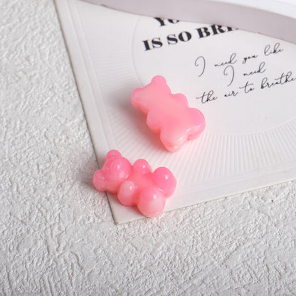 Gradient Teddy Bear Acrylic Beads 18mm Multicolor Glossy 250pcs 8