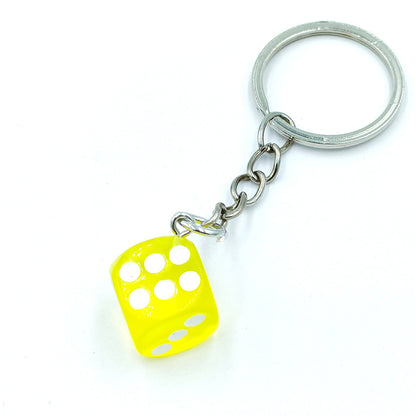 Resin Mini Dice Keychain Colorful Translucent Cube on Silver Chain 9