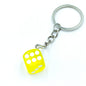Resin Mini Dice Keychain Colorful Translucent Cube on Silver Chain 9